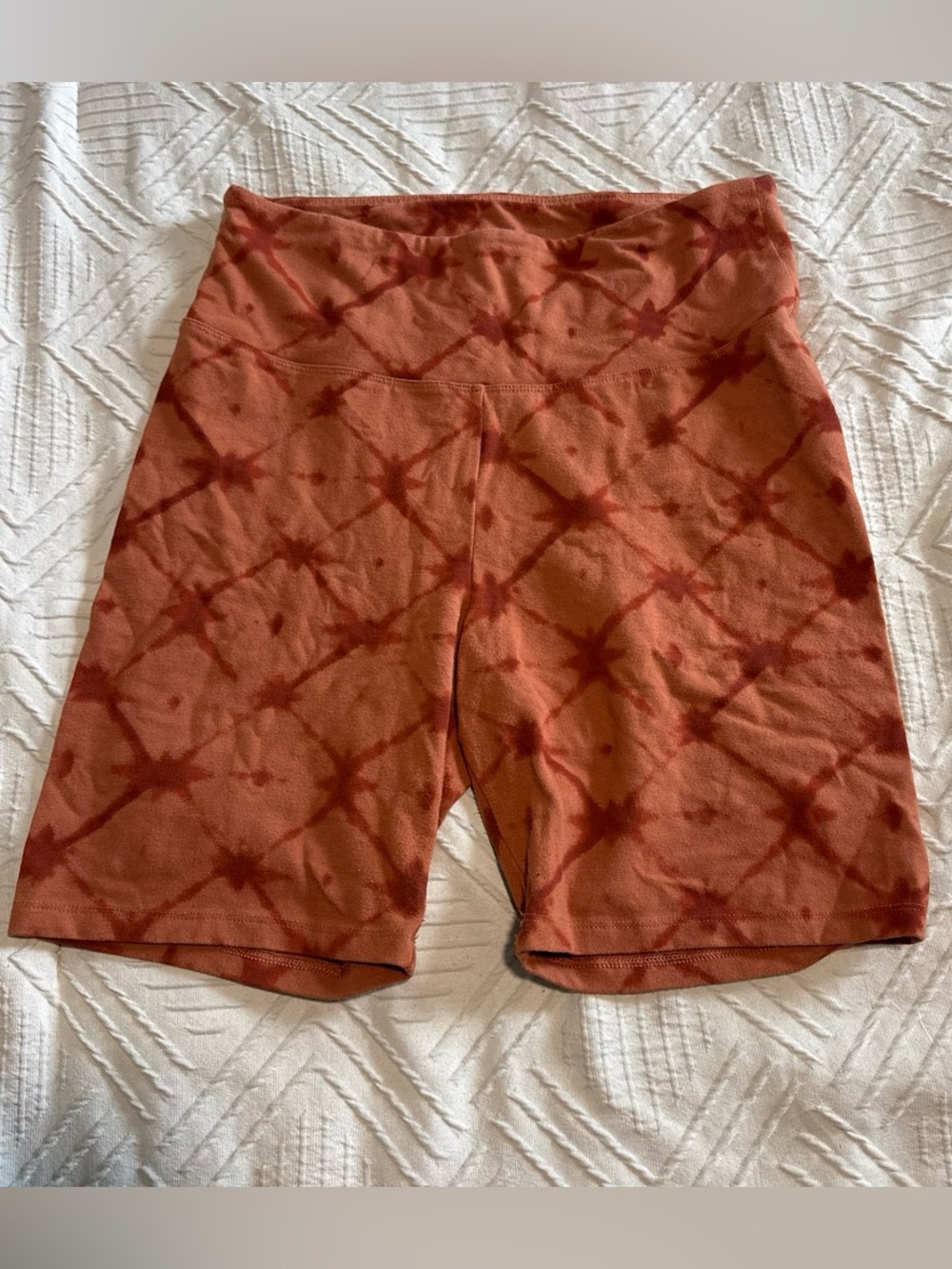 Sonoma Tie Dye Bike Shorts Medium Rust Orange High Rise Athletic